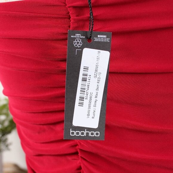 Boohoo Ruched Slinky Maxi Skirt - NWT - Size 6 - Picture 8 of 9